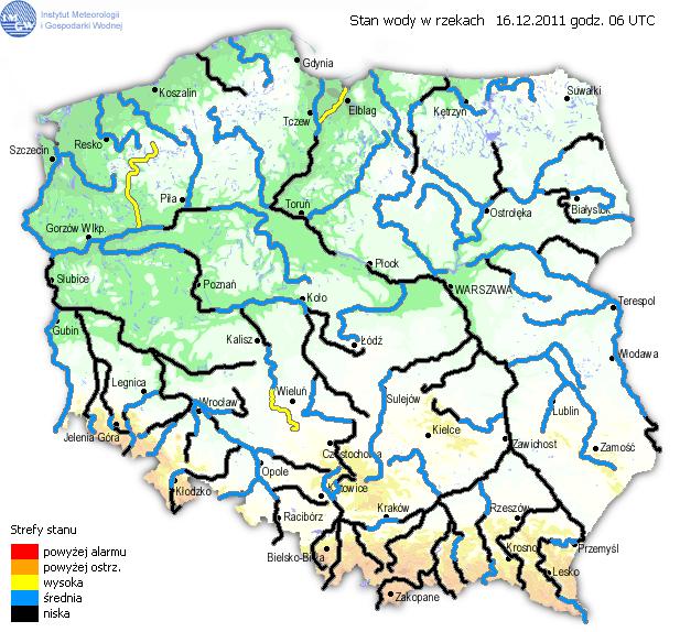 Ocena aktualnej i prognozowanej sytuacji hydrologicznej Dorzecze Wisły Stan wody (16.12.2011) w dorzeczu Wisły układa się w strefie wody niskiej i średniej. Stan niski obserwowano na Wiśle, na większości dopływów górnej...