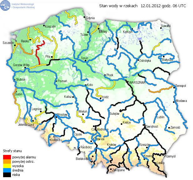 Wietrznie i pochmurno w całym kraju. Czwartek 12.01.2012 Polska jest pod wpływem głębokiego niżu, który znad Morza Północnego przez południową Szwecję przemieszcza się nad środkowy Bałtyk, w strefie frontów atmosferycznych...