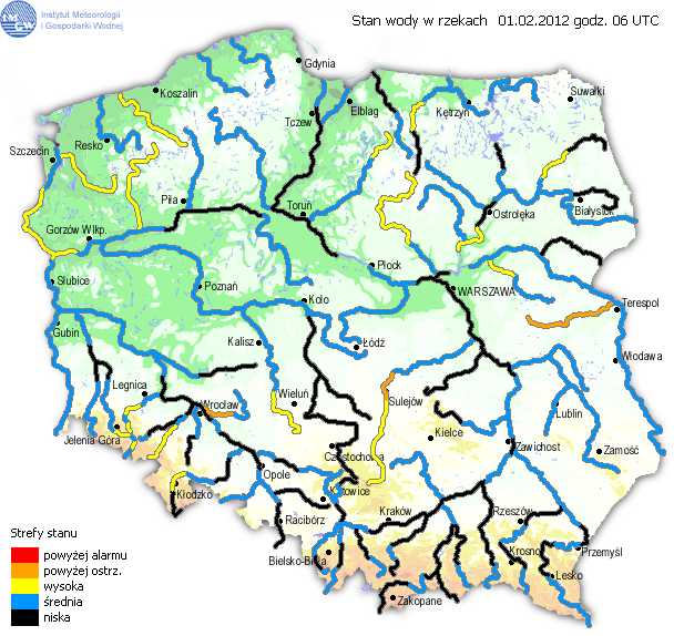 Ocena aktualnej i prognozowanej sytuacji hydrologicznej w dniu 01.02.2012r. Mapa i opis zjawisk lodowych opracowane są na podstawie informacji uzyskanej od obserwatora wodowskazowego IMGW-PIB o formie zlodzenia w rejonie wodowskazu...